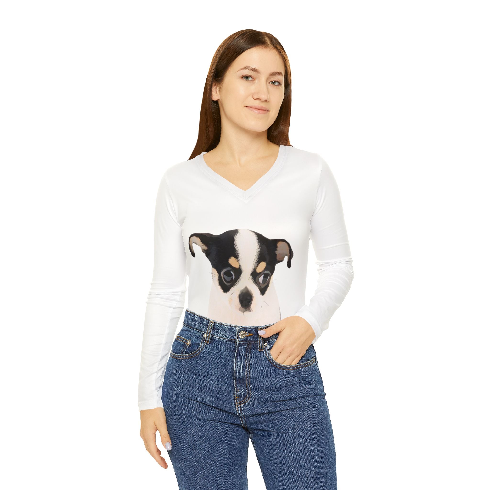 Women's Long Sleeve V-neck Shirt (AOP)