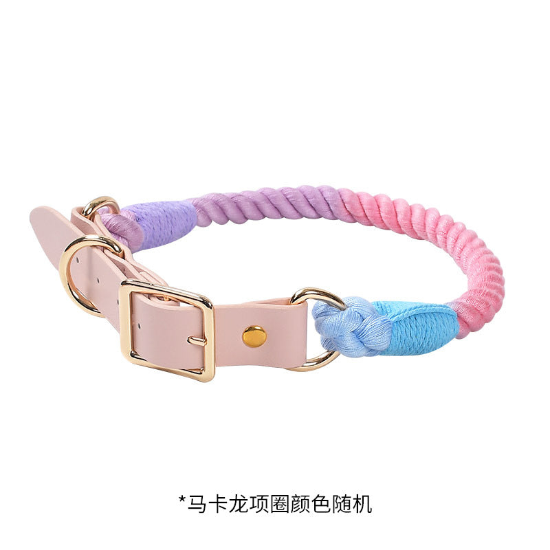 Woven colored cotton rope collar