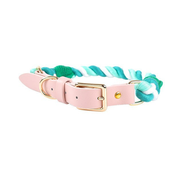 Woven colored cotton rope collar