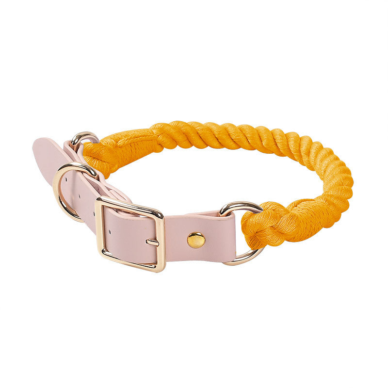 Woven colored cotton rope collar