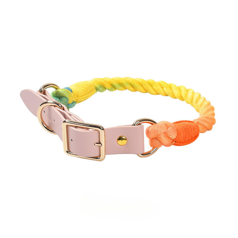 Woven colored cotton rope collar