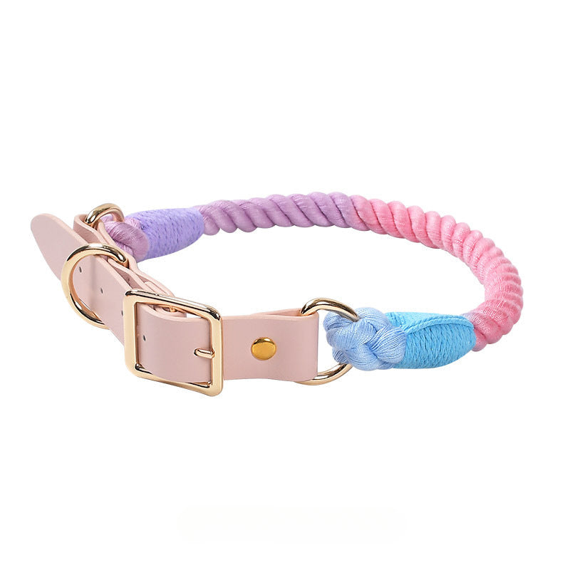 Woven colored cotton rope collar